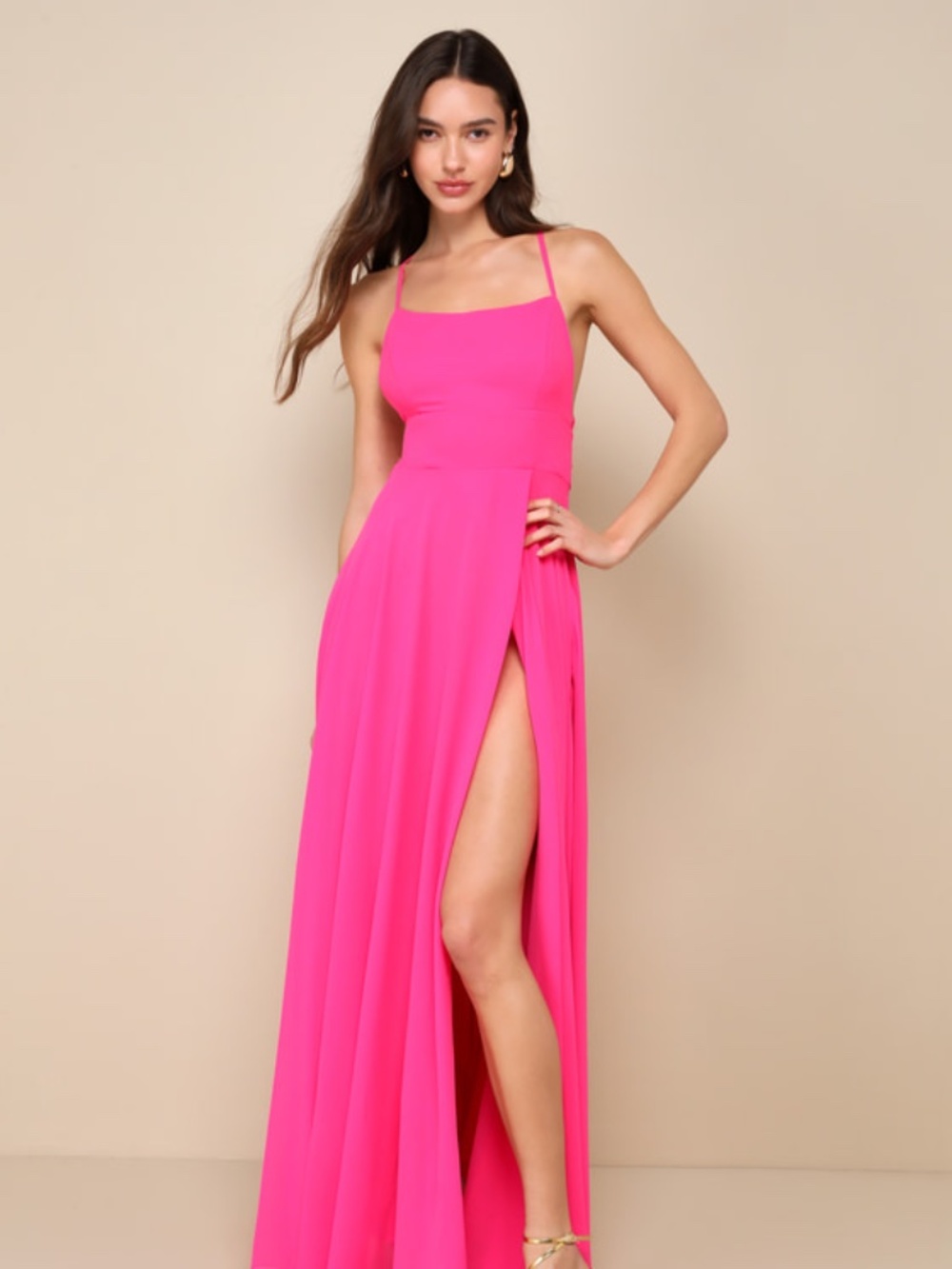 Lulus Dreamy Romance Hot Pink Backless Maxi Dress - Size M